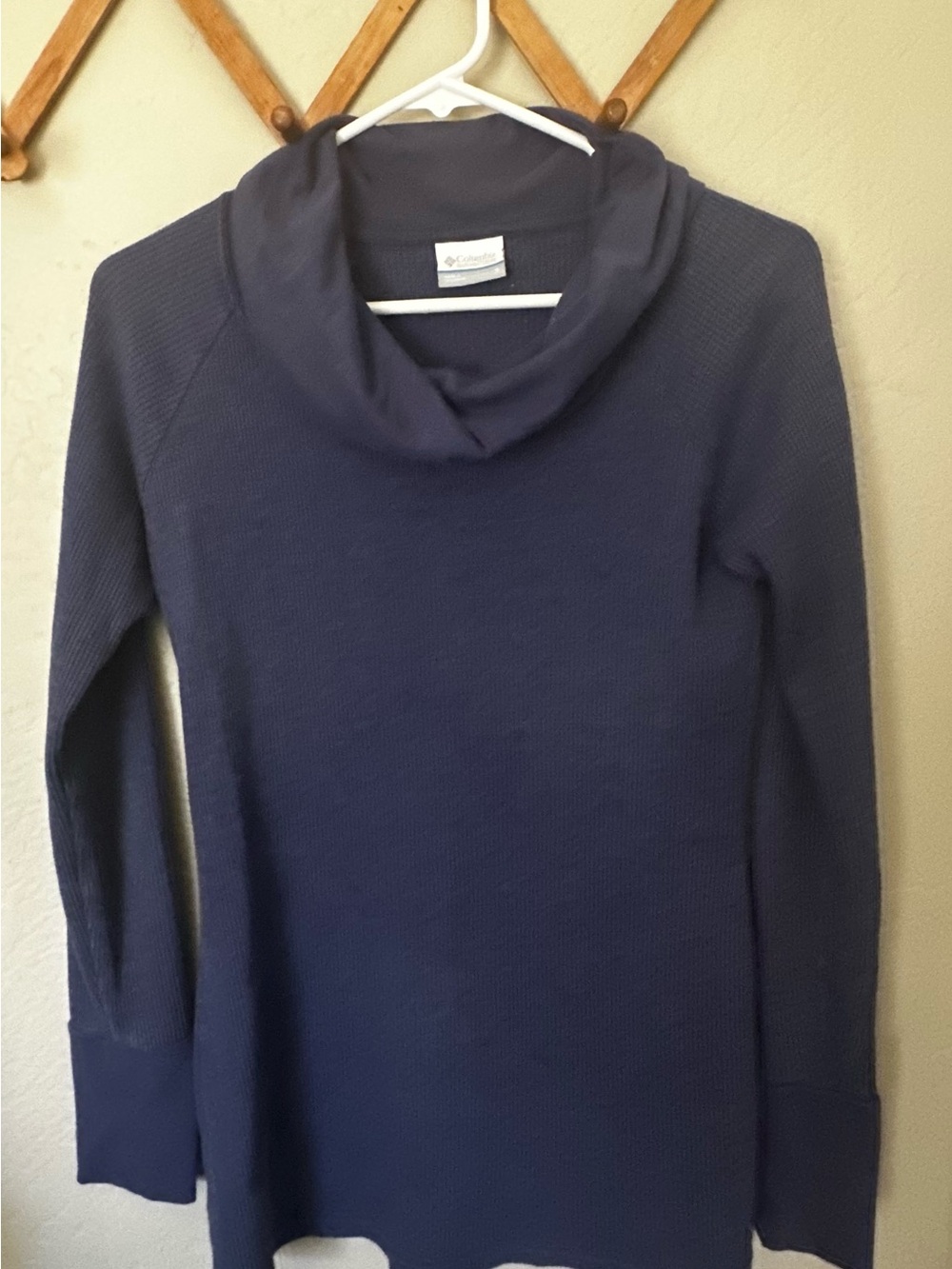 Columbia Navy Long Sleeve Cowl Neck Top